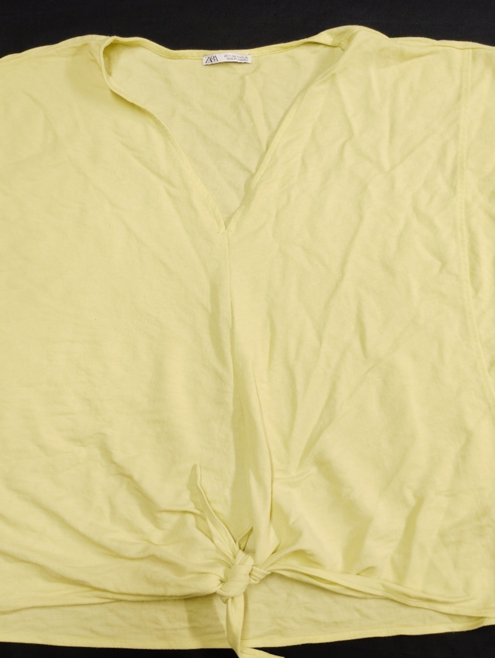 Bright Neon Green Yellow Tie-Front V NeckTop